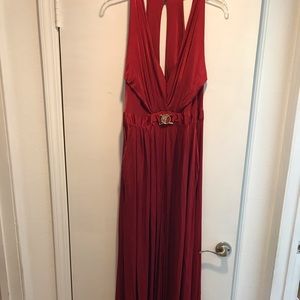 Long High Slit Red Versace Gown